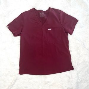 FIGS Burgundy Scrub Top - Size Large